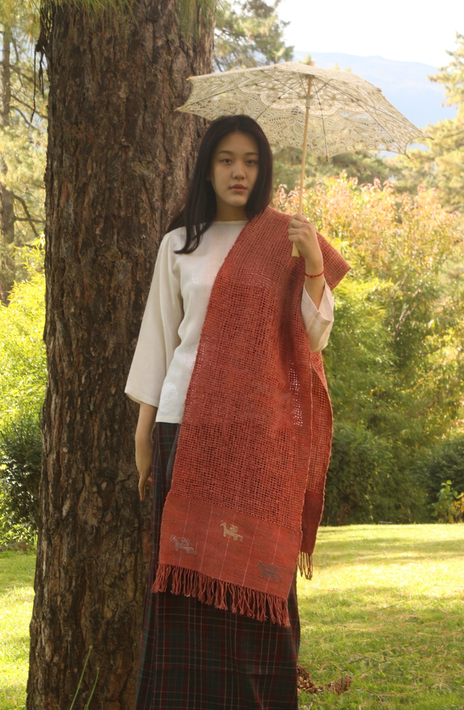 Net Scarf (Horse Motif-Madder)